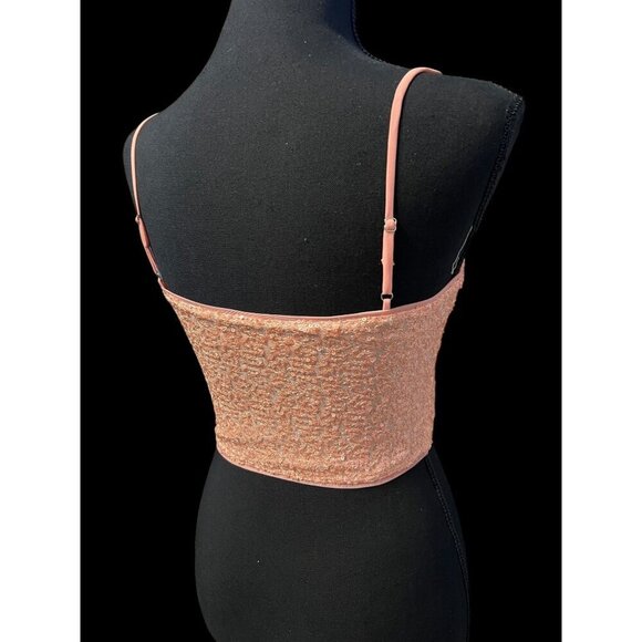 Susana Monaco Sequin Sparkle Crop Top, Taylor Swift Era Style, PINK, Adjustable - Picture 7 of 11